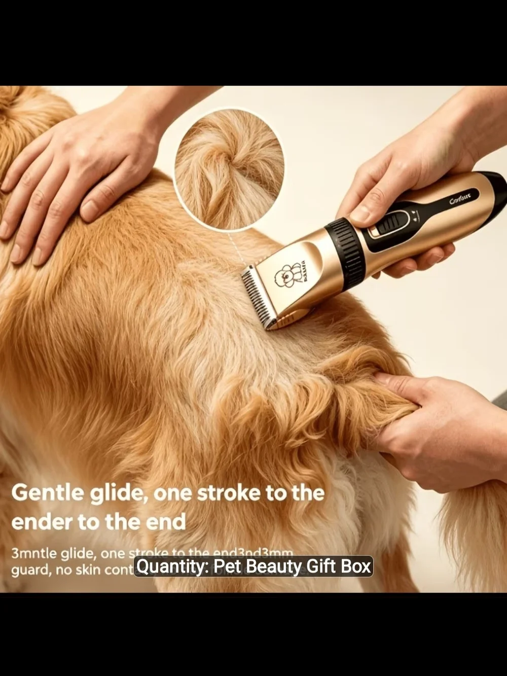 Gold & Black Type-C Pet Hair Trimmer - Cordless Grooming Kit